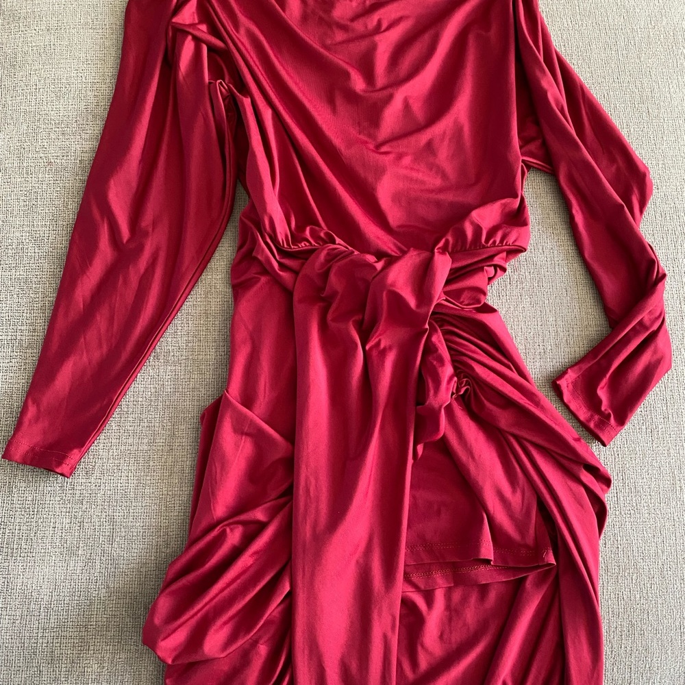 WORN ONCE!! Off the shoulder, slit dress. Perfect for weddings or any occasion!
